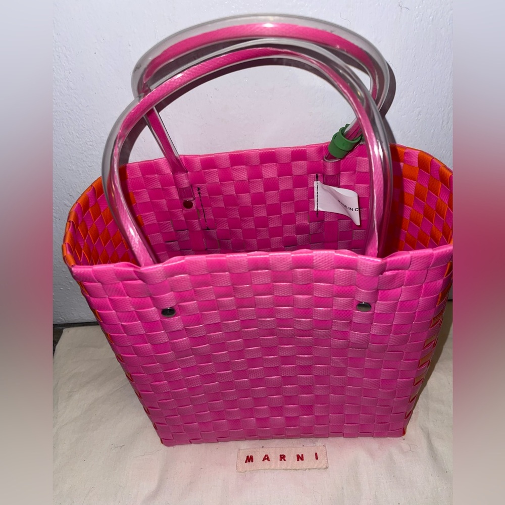 Marni Pink and Green Checkered Tote - Picture 5 of 5